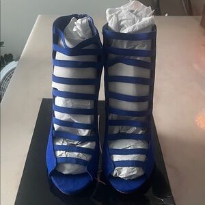 Anne Michelle Royal Blue Strappy Heels